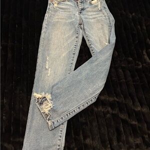 Fashion Nova Light Blue Distressed Boyfriend Jeans